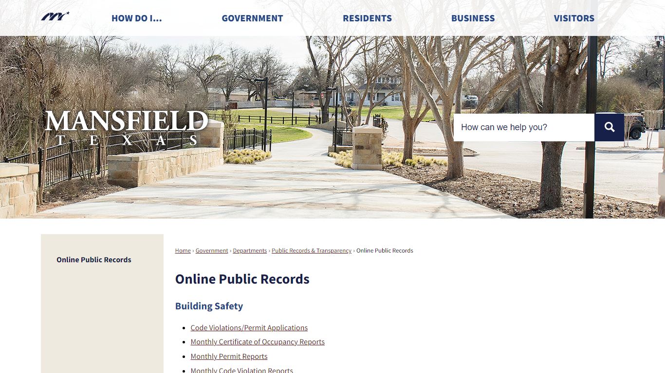 Online Public Records | Mansfield, TX