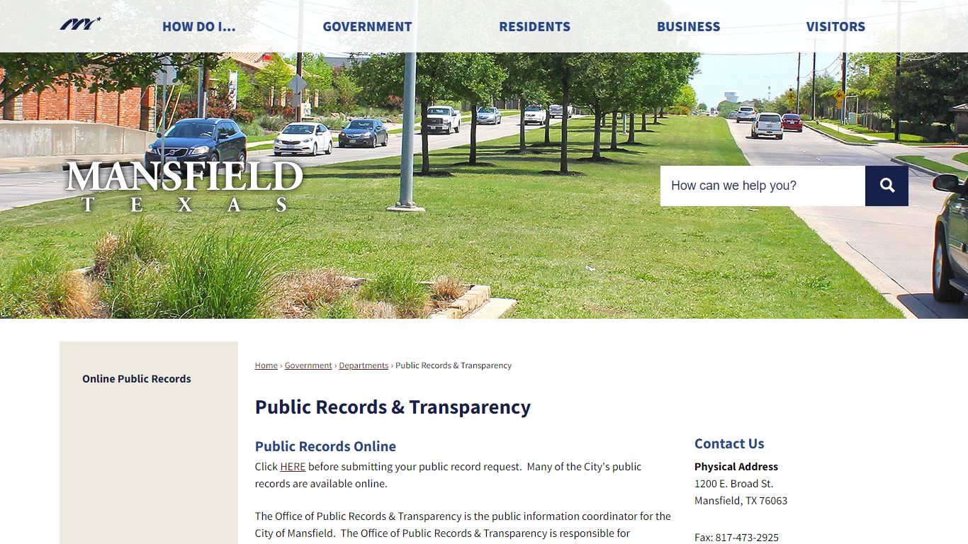 Public Records & Transparency | Mansfield, TX